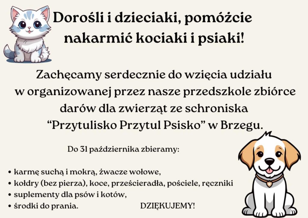 Zbiórka darów dla zwierząt ze schroniska