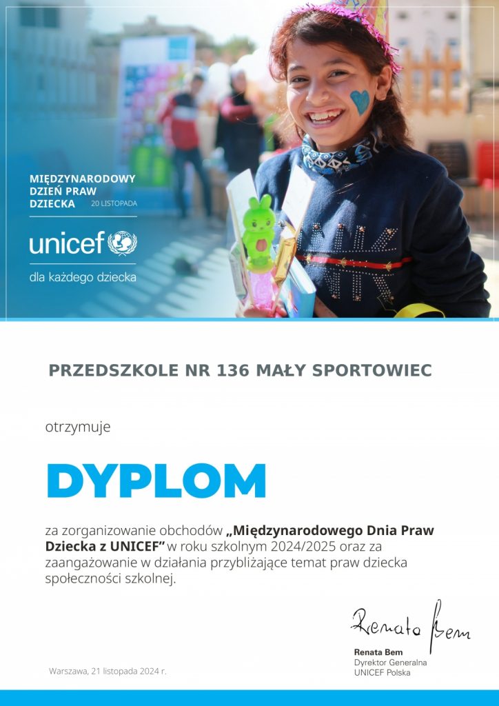 Dyplom UNICEF